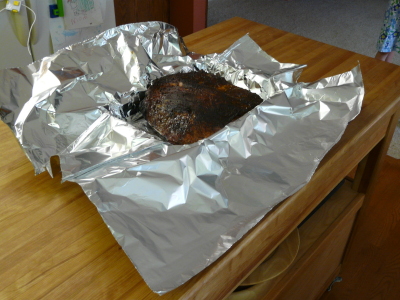 Get ready for the oven by sealing it in foil